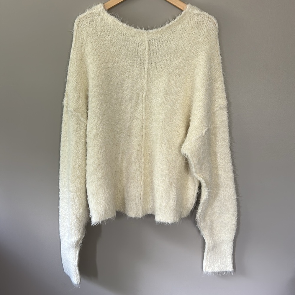 NWT Free People Icing V‎ Pullover V-Neck Sweater Ivory Cream Size Large - Picture 7 of 7